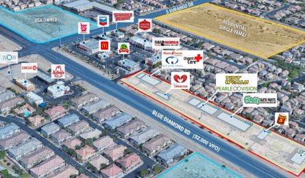 Aerial view of Blue Diamond Rd retail center financing in Las Vegas, NV.